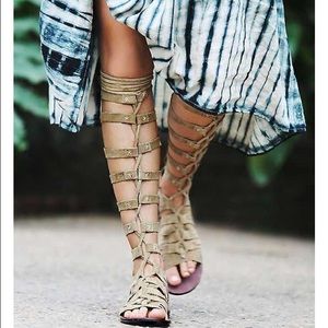 Free People Gladiator Sandals Tan Strappy Sandals